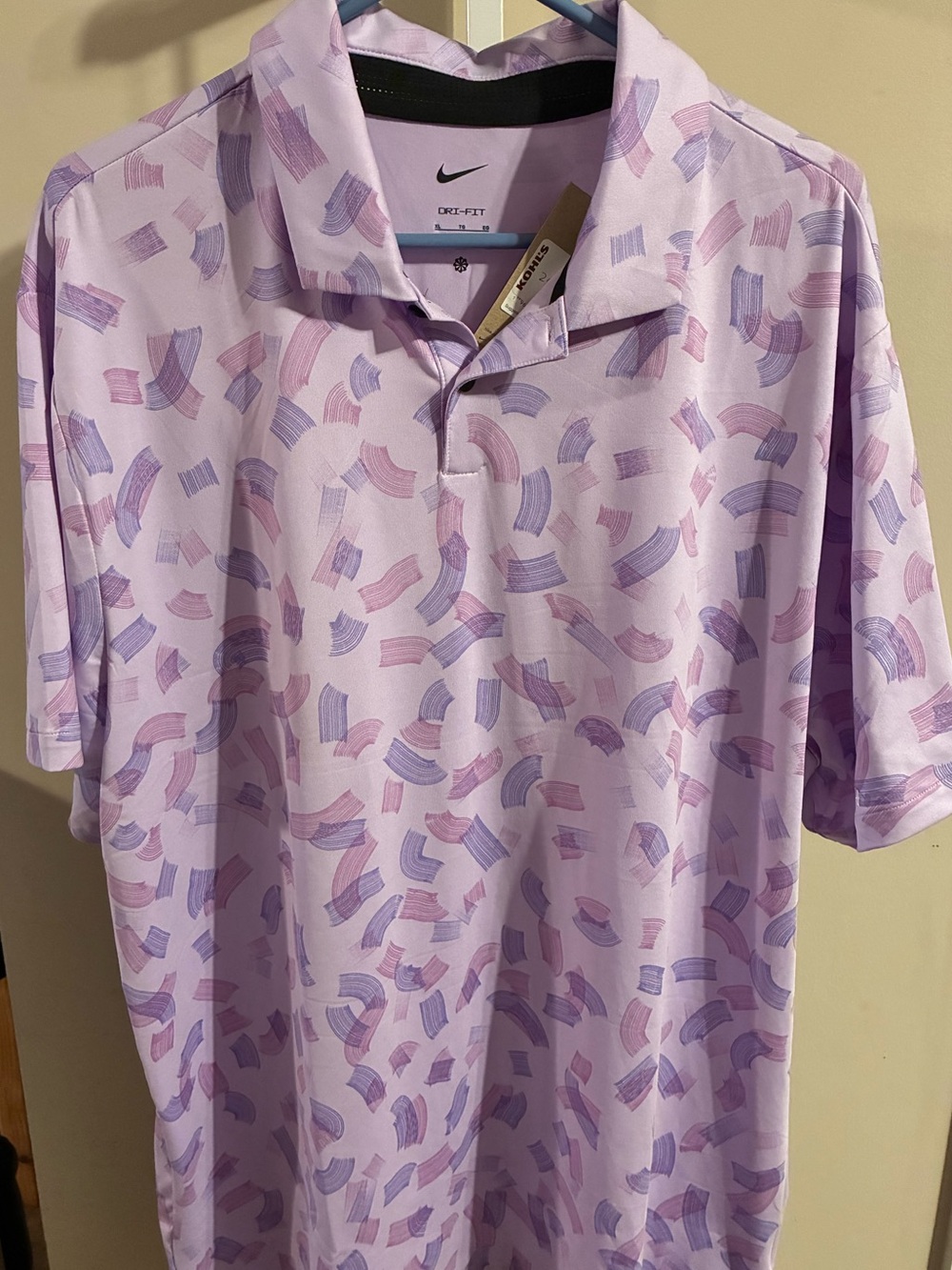 Nike Men’s Lavender Patterned Dri-FIT Polo with Pink & Purple Accents